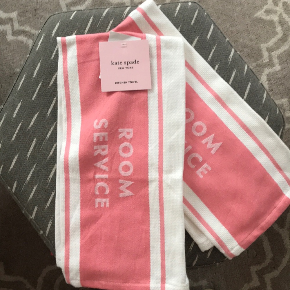 NWT Kate spade room service dish towels pink